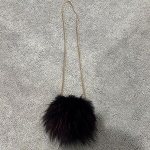 Diane Von Furstenberg Black Fur Mini Bag with Gold Chain